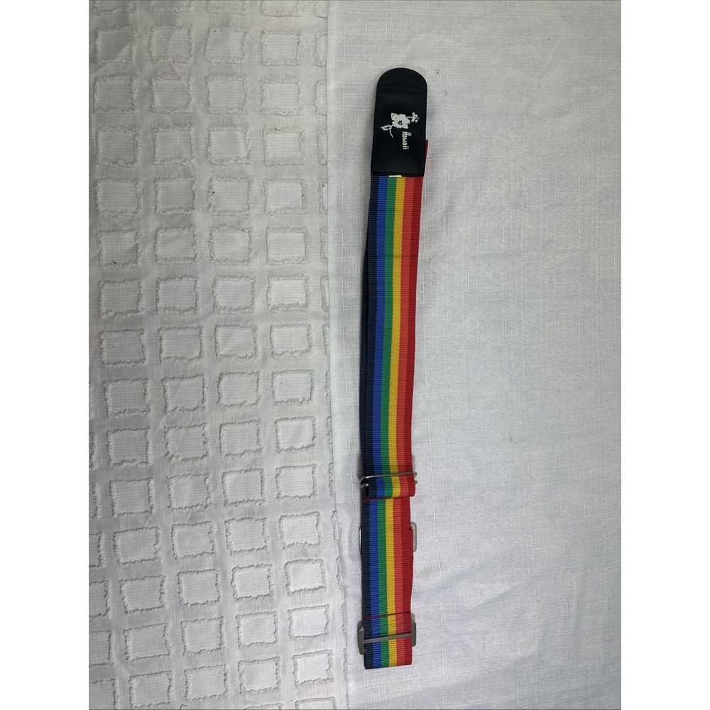 Vintage Hawaii Rainbow Stripe Guitar Strap Adjustable Nylon‎ Hibiscus Pride 2in